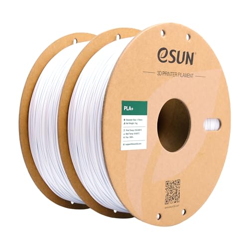 eSUN PLA+ Filament 1.75mm, 3D Drucker Filament PLA Plus, Maßgenauigkeit +/- 0.03mm, 1kg pro Spule, 2 Spulen 3D Druck Filament, Kaltes Weiß von eSUN