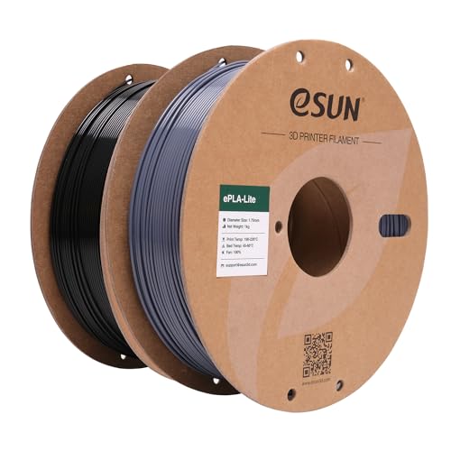 eSUN PLA Filament 1.75mm, Modifiziertes 3D Drucker Filament PLA, Maßgenauigkeit +/- 0.03mm, 1KG pro Spule, 2 Spulen 3D Druck Filament für 3D Drucker, Grau+Schwarz eSUN PLA Filament 1.75mm, Modifiziertes 3D Drucker Filament PLA, Maßgenauigkeit +/- 0.03mm, 1KG pro Spule, 2 Spulen 3D Druck Filament für 3D Drucker, Grau+Schwarz von eSUN