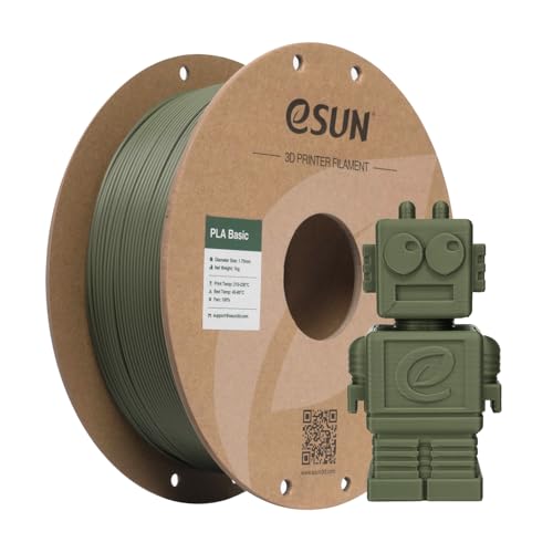 eSUN PLA Filament 1.75mm, PLA Basic 3D Drucker Filament Maßgenauigkeit +/- 0.03mm, 1KG Spule (2.2 LBS) Super Speedy PLA Filament für 3D Drucker, Olivgrün von eSUN