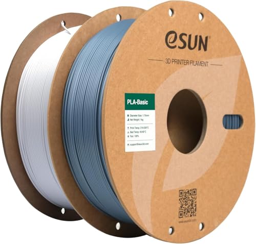 eSUN PLA Filament 1.75mm, PLA Basic 3D Drucker Filament Maßgenauigkeit +/- 0.03mm, 1KG pro Spule, 2 Spulen 3D Druck 3D Filament, Grau+Kaltes Weiß eSUN PLA Filament 1.75mm, PLA Basic 3D Drucker Filament Maßgenauigkeit +/- 0.03mm, 1KG pro Spule, 2 Spulen 3D Druck 3D Filament, Grau+Kaltes Weiß von eSUN