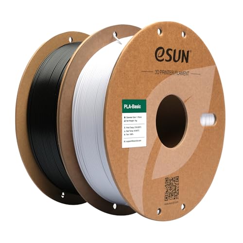 eSUN PLA Filament 1.75mm, PLA Basic 3D Drucker Filament Maßgenauigkeit +/- 0.03mm, 1KG pro Spule, 2 Spulen 3D Druck 3D Filament, Kaltes Weiß+Schwarz eSUN PLA Filament 1.75mm, PLA Basic 3D Drucker Filament Maßgenauigkeit +/- 0.03mm, 1KG pro Spule, 2 Spulen 3D Druck 3D Filament, Kaltes Weiß+Schwarz von eSUN