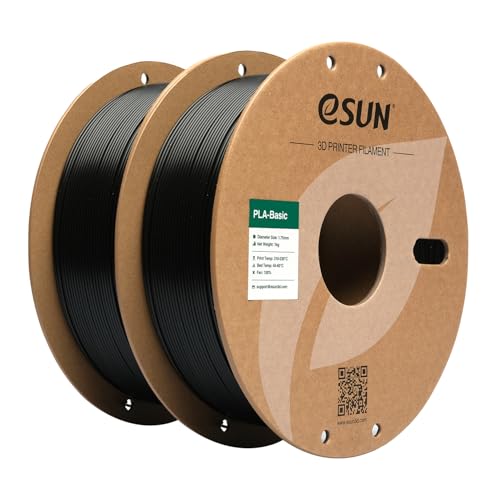 eSUN PLA Filament 1.75mm, PLA Basic 3D Drucker Filament Maßgenauigkeit +/- 0.03mm, 1KG pro Spule, 2 Spulen 3D Druck 3D Filament, Schwarz eSUN PLA Filament 1.75mm, PLA Basic 3D Drucker Filament Maßgenauigkeit +/- 0.03mm, 1KG pro Spule, 2 Spulen 3D Druck 3D Filament, Schwarz von eSUN