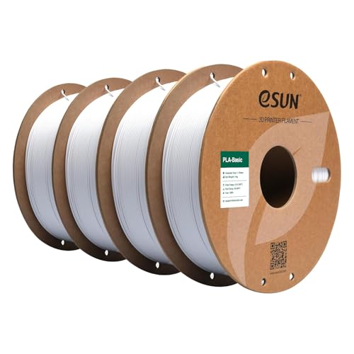 eSUN PLA Filament 1.75mm, ePLA Hohe Geschwindigkeit 3D Drucker Filament Maßgenauigkeit +/- 0.03mm, 1KG pro Spule, 4 Spulen 3D Druck High Speed Filament, Kaltes Weiß von eSUN