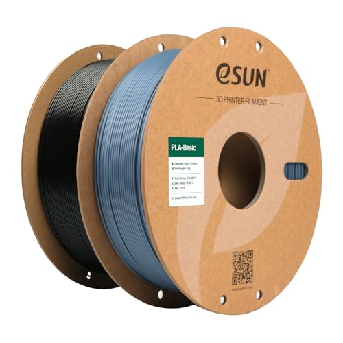eSUN PLA Filament 1.75mm, PLA Basic 3D Drucker Filament Maßgenauigkeit +/- 0.03mm, 1KG pro Spule, 2 Spulen 3D Druck 3D Filament, Grau+Schwarz eSUN PLA Filament 1.75mm, PLA Basic 3D Drucker Filament Maßgenauigkeit +/- 0.03mm, 1KG pro Spule, 2 Spulen 3D Druck 3D Filament, Grau+Schwarz von eSUN