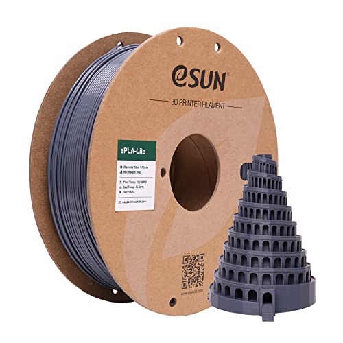 eSUN PLA Filament 1.75mm, Modifiziertes 3D Drucker Filament PLA, Maßgenauigkeit +/- 0.03mm, 1KG Spule (2.2 LBS) 3D Druck Filament für 3D Drucker (B-Grau, PLA Lite - 1KG) von eSUN