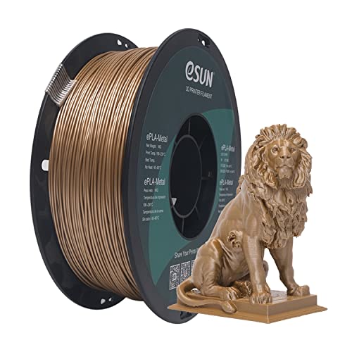 eSUN Metall PLA Filament 1.75mm, Metallisches Sprühfrei 3D Drucker Filament PLA, Maßgenauigkeit +/- 0.05mm, 1KG Spule (2.2 LBS) 3D Druck Filament für 3D Drucker, Bronze von eSUN