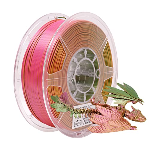 eSUN Seide Dreifarbiges PLA Filament 1.75mm, Glänzende Seide Mystic PLA 3D Drucker Filament, 1KG Spule Co-Extrusion 3D Drucker Filament für 3D Drucker, Seide Gold Rot und Grün von eSUN