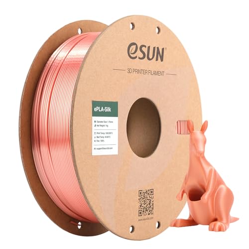 eSUN Seide Metall PLA Filament 1.75mm, Seidig Metallisch 3D Drucker Filament PLA, Maßgenauigkeit +/- 0.05mm, 1kg Spule (2.2 LBS) 3D Druck Filament für 3D Drucker, Seide Rosé Gold von eSUN