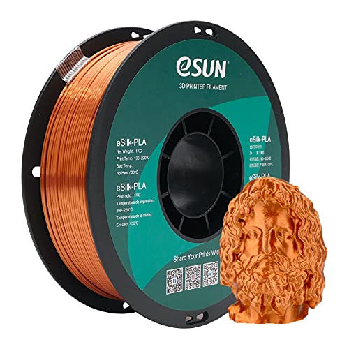 eSUN Seide Metall PLA Filament 1.75mm, Seidig Metallisch 3D Drucker Filament PLA, Maßgenauigkeit +/- 0.05mm, 1kg Spule (2.2 LBS) 3D Druck Filament für 3D Drucker, Seide Kupfer von eSUN