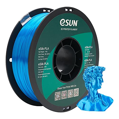 eSUN Seide PLA Filament 1.75mm, Seidig Glänzendes 3D Drucker Filament PLA, Maßgenauigkeit +/- 0.05mm, 1kg Spule (2.2 LBS) 3D Druck Filament für 3D Drucker, Seide Cyan von eSUN