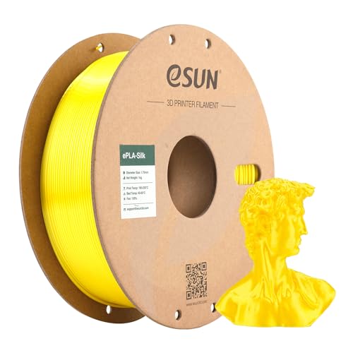 eSUN Seide PLA Filament 1.75mm, Seidig Glänzendes 3D Drucker Filament PLA, Maßgenauigkeit +/- 0.05mm, 1kg Spule (2.2 LBS) 3D Druck Filament für 3D Drucker, Seide Gelb von eSUN