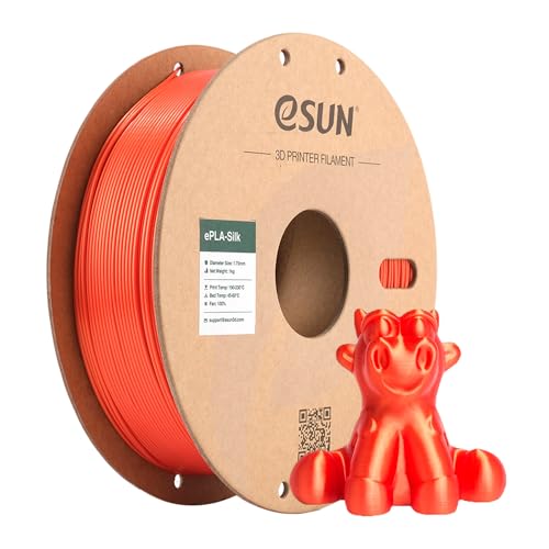 eSUN Seide PLA Filament 1.75mm, Seidig Glänzendes 3D Drucker Filament PLA, Maßgenauigkeit +/- 0.05mm, 1kg Spule (2.2 LBS) 3D Druck Filament für 3D Drucker, Seide Jacinth von eSUN