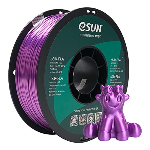 eSUN Seide PLA Filament 1.75mm, Seidig Glänzendes 3D Drucker Filament PLA, Maßgenauigkeit +/- 0.05mm, 1kg Spule (2.2 LBS) 3D Druck Filament für 3D Drucker, Seide Lila von eSUN