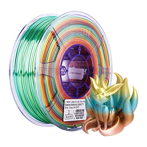 eSUN Seide Regenbogen Metall PLA Filament 1.75 mm, Seide Mehrfarbig 3D Drucker Filament PLA, 1KG Farbverlauf Änderndes Mehrfarbig Filament für 3D Drucker, Seide Regenbogen Mehrfarbig von eSUN