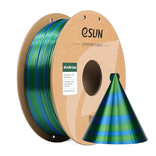 eSUN Silk Candy PLA Filament 1.75mm, Silky Multicolored 3D Drucker Filament PLA, Gradient Changing 1KG Spule (2.2 LBS) für 3D Drucker, Blau Grün von eSUN