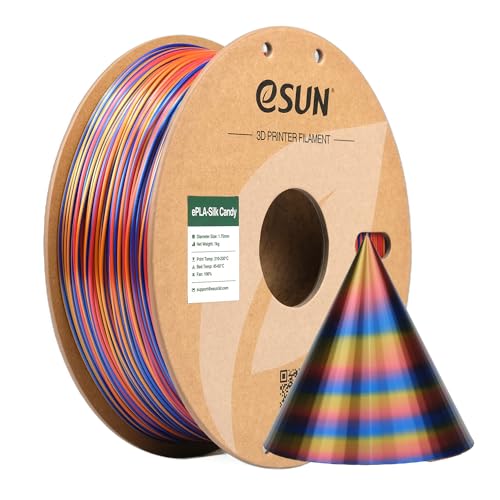 eSUN Silk Candy PLA Filament 1.75mm, Silky Multicolored 3D Drucker Filament PLA, Gradient Changing 1KG Spule (2.2 LBS) für 3D Drucker, Rot Gold Blau von eSUN
