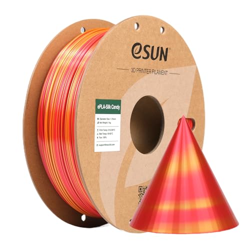 eSUN Silk Candy PLA Filament 1.75mm, Silky Multicolored 3D Drucker Filament PLA, Gradient Changing 1KG Spule (2.2 LBS) für 3D Drucker, Rot Gold Blau von eSUN