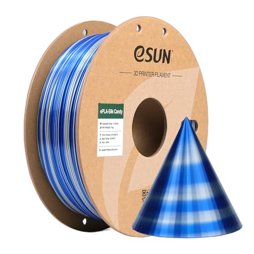 eSUN Silk Candy PLA Filament 1.75mm, Silky Multicolored 3D Drucker Filament PLA, Gradient Changing 1KG Spule (2.2 LBS) für 3D Drucker, Silber Blau von eSUN