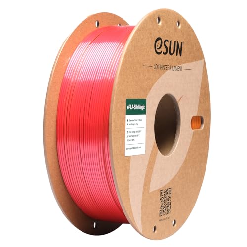 eSUN Silk Dual-Color PLA Filament 1.75mm, Co-Extrusion Silk Magic PLA 3D-Druck Filament, Farbverlauf wechselnd 1KG Spule (2.2 LBS) für 3D-Drucker, Silk Rot Gold von eSUN