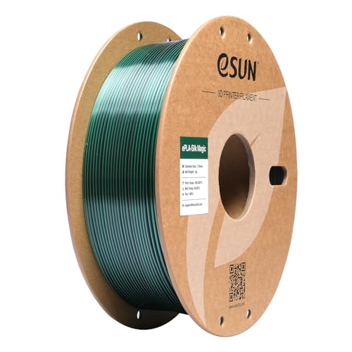 eSUN Silk Dual-Color PLA Filament 1.75mm, Co-Extrusion Silk Magic PLA 3D-Druck Filament, Farbverlauf wechselnd 1KG Spule (2.2 LBS) für 3D-Drucker, Silk Schwarz Grün von eSUN