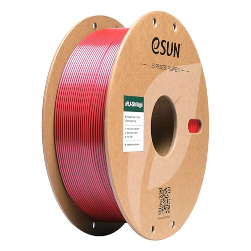 eSUN Silk Dual-Color PLA Filament 1.75mm, Co-Extrusion Silk Magic PLA 3D-Druck Filament, Farbverlauf wechselnd 1KG Spule (2.2 LBS) für 3D-Drucker, Silk Schwarz Rot von eSUN