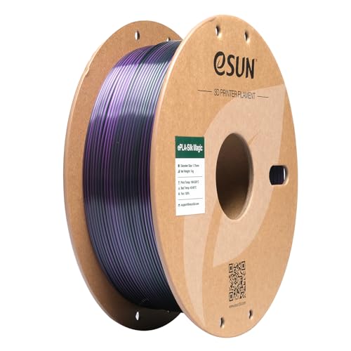 eSUN Silk Dual-Color PLA Filament 1.75mm, Co-Extrusion Silk Magic PLA 3D-Druck Filament, Farbverlauf wechselnd 1KG Spule (2.2 LBS) für 3D-Drucker, Silk Schwarz Violett von eSUN