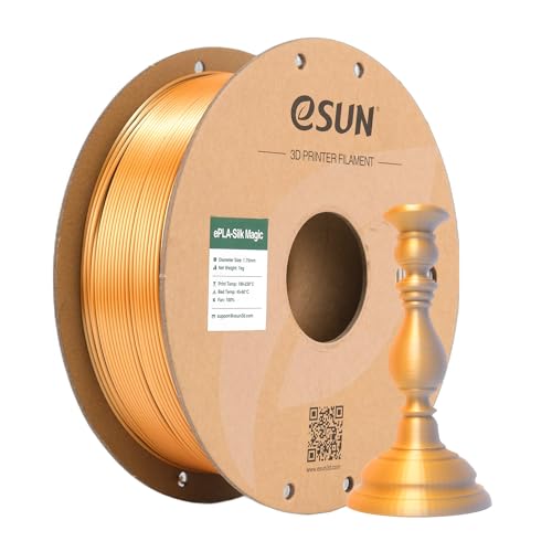 eSUN Seide Zweifarbig PLA Filament 1.75mm, Dichromatic Silk Magic PLA 3D Drucker Filament, 1KG Spule Co-Extrusion 3D Druck Filament für 3D Drucker, Seide Gold und Silber von eSUN