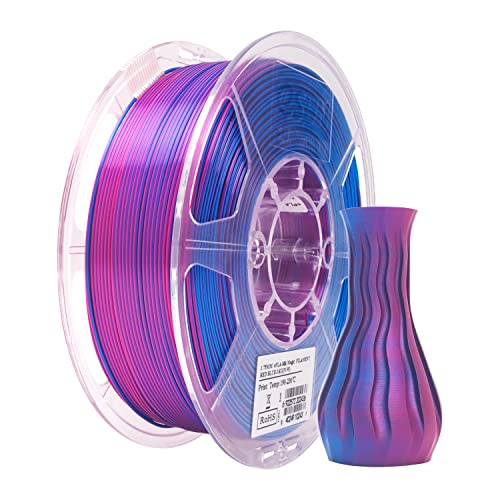 eSUN Seide Zweifarbig PLA Filament 1.75mm, Dichromatic Silk Magic PLA 3D Drucker Filament, 1KG Spule Co-Extrusion 3D Druck Filament für 3D Drucker, Seide Rot und Blau von eSUN