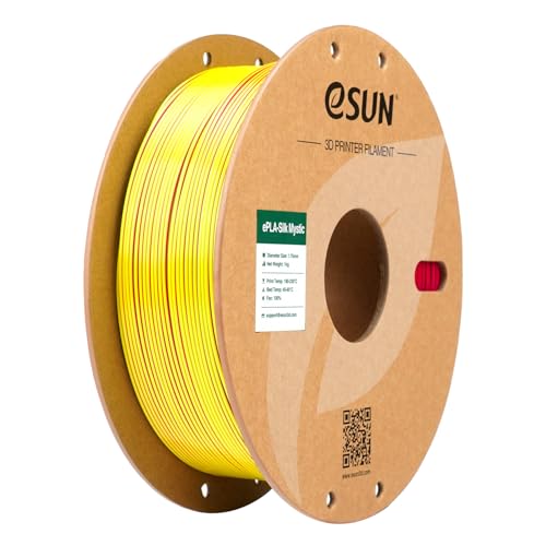 eSUN Silk Tri-Colors PLA Filament 1.75mm, Silky Co-Extrusion 3D Drucker Filament PLA, 1KG Spule Co-Extrusion Silk Mystic PLA für 3D Drucker, Silk Rot Gelb Blau von eSUN