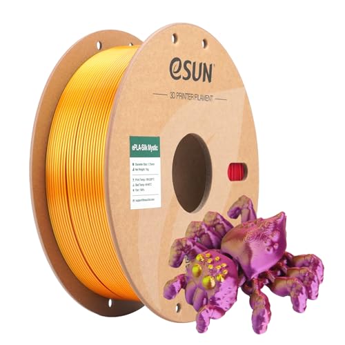 eSUN Silk Tri-Colors PLA Filament 1.75mm, Silky Co-Extrusion 3D Drucker Filament PLA, 1KG Spule Co-Extrusion Silk Mystic PLA für 3D Drucker, Silk Rot Gold Violett von eSUN