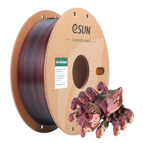 eSUN Silk Tri-Colors PLA Filament 1.75mm, Silky Co-Extrusion 3D Drucker Filament PLA, 1KG Spule Co-Extrusion Silk Mystic PLA für 3D Drucker, Silk Schwarz Rot Gold von eSUN