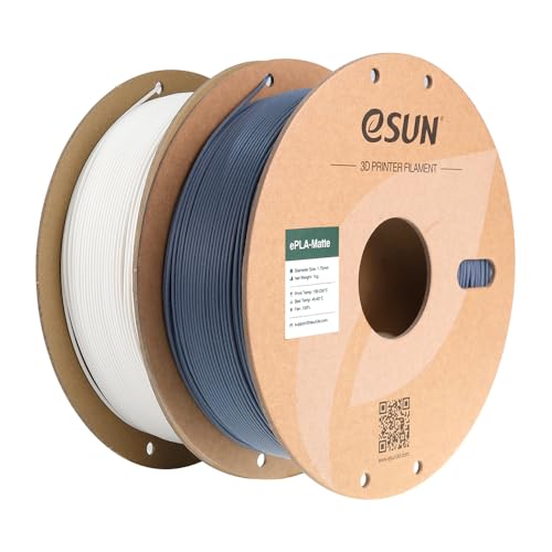 eSUN Upgraded Matte PLA Filament 1.75mm, Matte PLA 3D Drucker Filament, glanzfreie Farbe, mattierte Textur, 1KG pro Spule, 2 Spulen für 3D Drucker, Cremeweiß+Dunkelgrau eSUN Upgraded Matte PLA Filament 1.75mm, Matte PLA 3D Drucker Filament, glanzfreie Farbe, mattierte Textur, 1KG pro Spule, 2 Spulen für 3D Drucker, Cremeweiß+Dunkelgrau von eSUN