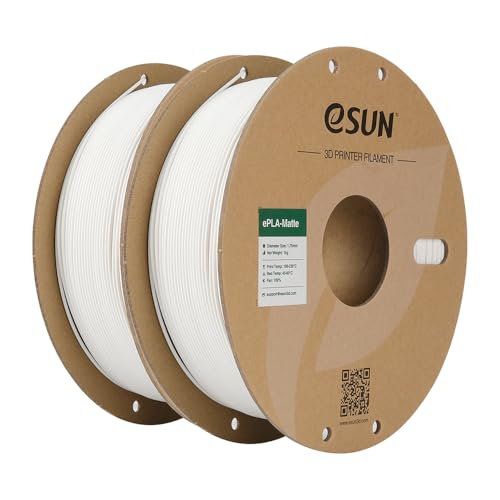 eSUN Upgraded Matte PLA Filament 1.75mm, Matte PLA 3D Drucker Filament, glanzfreie Farbe, mattierte Textur, 1KG pro Spule, 2 Spulen für 3D Drucker, Cremeweiß eSUN Upgraded Matte PLA Filament 1.75mm, Matte PLA 3D Drucker Filament, glanzfreie Farbe, mattierte Textur, 1KG pro Spule, 2 Spulen für 3D Drucker, Cremeweiß von eSUN