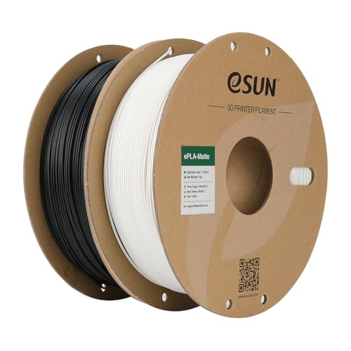 eSUN Upgraded Matte PLA Filament 1.75mm, Matte PLA 3D Drucker Filament, glanzfreie Farbe, mattierte Textur, 1KG pro Spule, 2 Spulen für 3D Drucker, Dunkelschwarz+Cremeweiß eSUN Upgraded Matte PLA Filament 1.75mm, Matte PLA 3D Drucker Filament, glanzfreie Farbe, mattierte Textur, 1KG pro Spule, 2 Spulen für 3D Drucker, Dunkelschwarz+Cremeweiß von eSUN