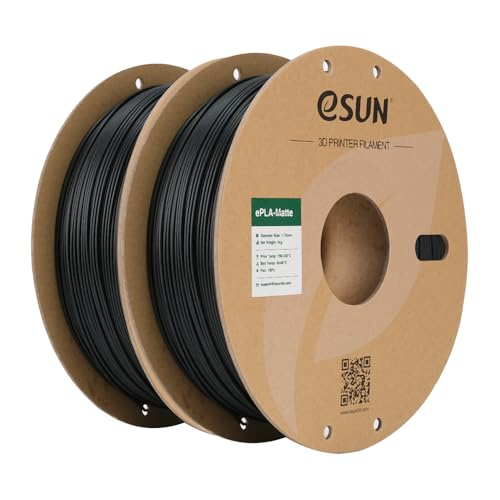 eSUN Upgraded Matte PLA Filament 1.75mm, Matte PLA 3D Drucker Filament, glanzfreie Farbe, mattierte Textur, 1KG pro Spule, 2 Spulen für 3D Drucker, Dunkelschwarz eSUN Upgraded Matte PLA Filament 1.75mm, Matte PLA 3D Drucker Filament, glanzfreie Farbe, mattierte Textur, 1KG pro Spule, 2 Spulen für 3D Drucker, Dunkelschwarz von eSUN