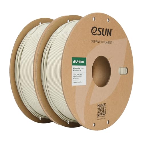 eSUN Upgraded Matte PLA Filament 1.75mm, Matte PLA 3D Drucker Filament, glanzfreie Farbe, mattierte Textur, 1KG pro Spule, 2 Spulen für 3D Drucker, Helles Khaki eSUN Upgraded Matte PLA Filament 1.75mm, Matte PLA 3D Drucker Filament, glanzfreie Farbe, mattierte Textur, 1KG pro Spule, 2 Spulen für 3D Drucker, Helles Khaki von eSUN
