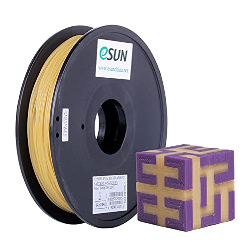 eSUN Wasserlösliches PVA Filament 1.75 mm, 3D Drucker PVA Filament, Maßgenauigkeit +/- 0.05mm, 0.5kg Spule (1.1 LBS) Unterstützungs Material für 3D Drucker, Natürlich von eSUN