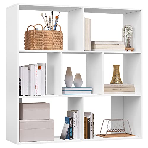 eSituro Bücherregal weiß Würfelregal Standregal Regal 7 offene Fächer horizontal vertikal oder kopfüber verwendbar für Wohnzimmer Schlafzimmer Büro von eSituro
