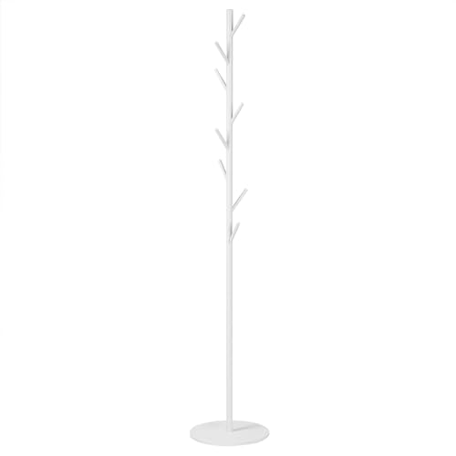 eSituro Garderobenständer, Kleiderständer Metall, Garderobe in Baumform, Jackenständer mit 8 Haken Marmorsockel, stabil, für Wohnzimmer Schlafzimmer Eingang Flur, φ32xH172 cm, Weiß von eSituro