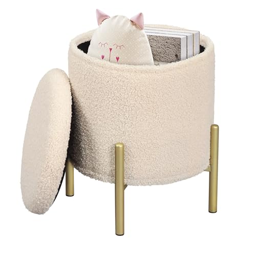 eSituro Hocker mit Stauraum, Sitzhocker rund faltbar, Falthocker mit Metallbeinen Deckel, Polsterhocker für Wohnzimmer Schlafzimmer Fußhocker Sitztruhe aus Teddyfleece φ35xH41 cm Beige eSituro Hocker mit Stauraum, Sitzhocker rund faltbar, Falthocker mit Metallbeinen Deckel, Polsterhocker für Wohnzimmer Schlafzimmer Fußhocker Sitztruhe aus Teddyfleece φ35xH41 cm Beige von eSituro