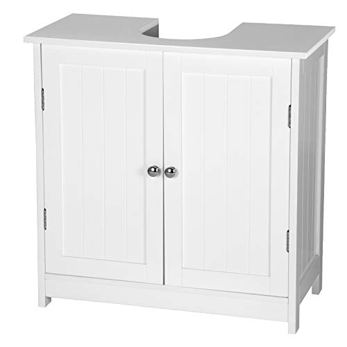 eSituro Waschbeckenunterschrank, Unterschrank, Waschtischunterschrank, Badezimmerschrank mit 2 Türen Badschrank aus MDF weiß 60 x 60 x 30 cm,Landhausstil von eSituro