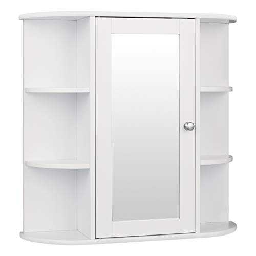 eSituro SBP0030 Spiegelschrank Badspiegel Hängeschrank mit Türen Wandschrank Badschrank Weiß BHT ca: 60x58x16cm von eSituro