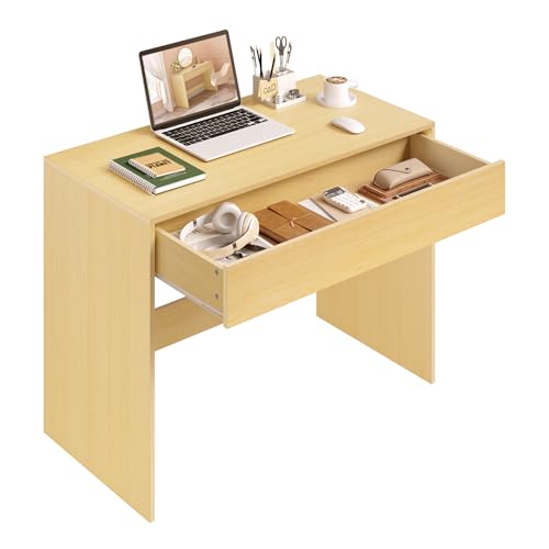 eSituro Schreibtisch Computertisch mit Schubladen 100x50 cm | Kleiner Bürotisch | PC Tisch für Kinder & Homeoffice mit Minimalistischem Design, Eiche von eSituro