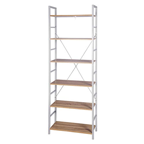 eSituro Standregal Bücherregal Metallregal Küchenregal Treppenregal Leiterregal Stufenregal Aufbewahrungregal 6 Ablagen Metall+MDF 60x28x180CM SSTR0046 von eSituro