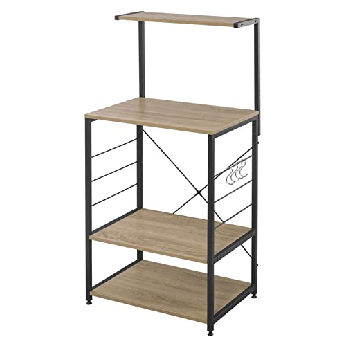 eSituro Standregal Küchenregal Mikrowellenhalter Bäckerregal mit 4 Haken 4 Ablagen Metall+MDF 60x40x123CM SSTR0022 von eSituro