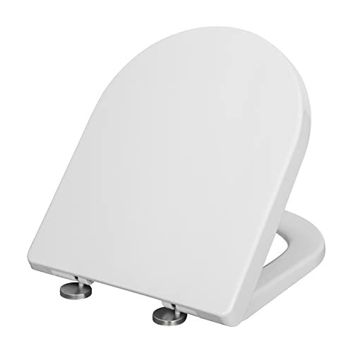 eSituro Toilettendeckel, WC Sitz mit Absenkautomatik,Weiß Toilettensitz Quick Release Funktion,Antibakteriell Klodeckel, U Form von eSituro