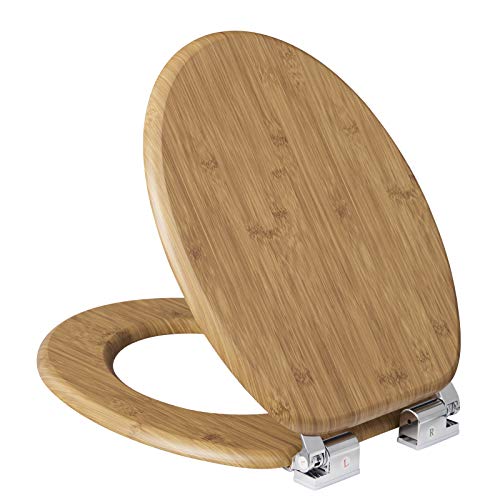 eSituro Toilettendeckel,mit Absenkautomatik, Klodeckel MD Holz Premium WC Sitz,Klobrille einfache Bodenmontage,Antibakteriell Stabile, Belastbarkeit 175 kg,O Form von eSituro