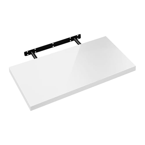 eSituro Wandregal, Regal Wand weiß Hochglanz, Hängeregal, Schweberegal, Regalbrett Bücherregal zum Aufhängen, Wandboard für Wohnzimmer Küche Arbeitszimmer Badezimmer, 60x22.9x3.8 cm, SWS0384 von eSituro