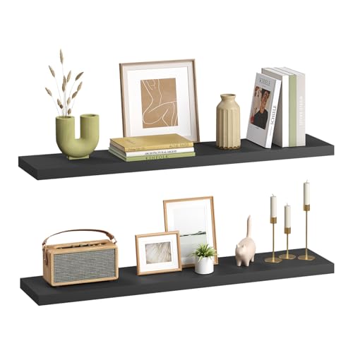 eSituro Wandregal, schwebendes schwarzes Regale für Wandmontage, 2er-Set Schweberegal Hängeregal Wandbrett im Wohnzimmer Schlafzimmer Küche Badezimmer, 110x3,8x22,9 cm eSituro Wandregal, schwebendes schwarzes Regale für Wandmontage, 2er-Set Schweberegal Hängeregal Wandbrett im Wohnzimmer Schlafzimmer Küche Badezimmer, 110x3,8x22,9 cm von eSituro