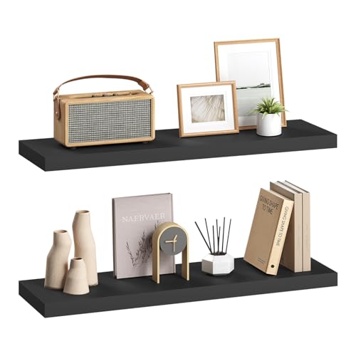 eSituro Wandregal, schwebendes schwarzes Regale für Wandmontage, 2er-Set Schweberegal Hängeregal Wandbrett im Wohnzimmer Schlafzimmer Küche Badezimmer, 80x3,8x22,9 cm eSituro Wandregal, schwebendes schwarzes Regale für Wandmontage, 2er-Set Schweberegal Hängeregal Wandbrett im Wohnzimmer Schlafzimmer Küche Badezimmer, 80x3,8x22,9 cm von eSituro
